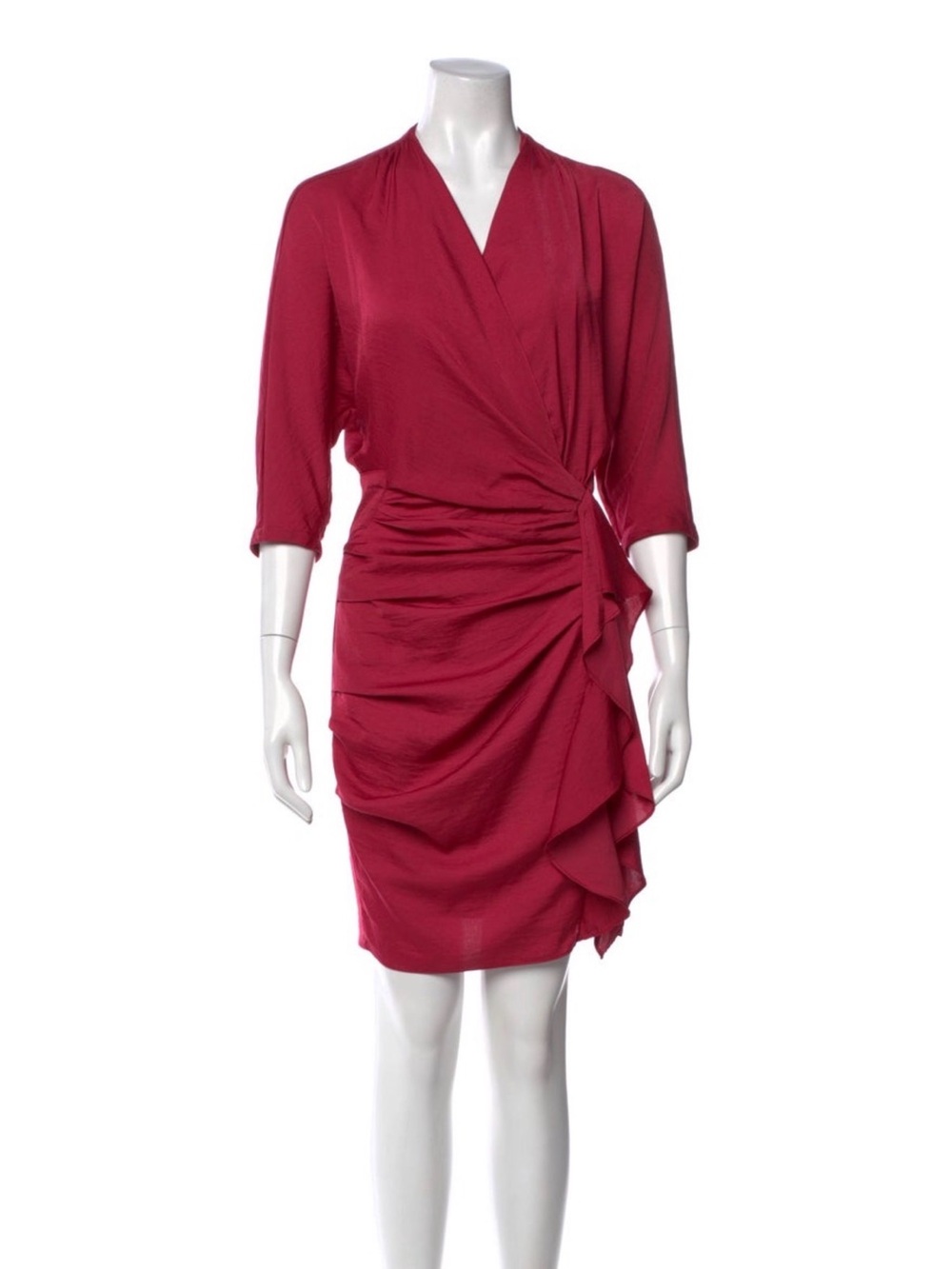 All Saints 100% Silk Dark Pink Wrap Dress
